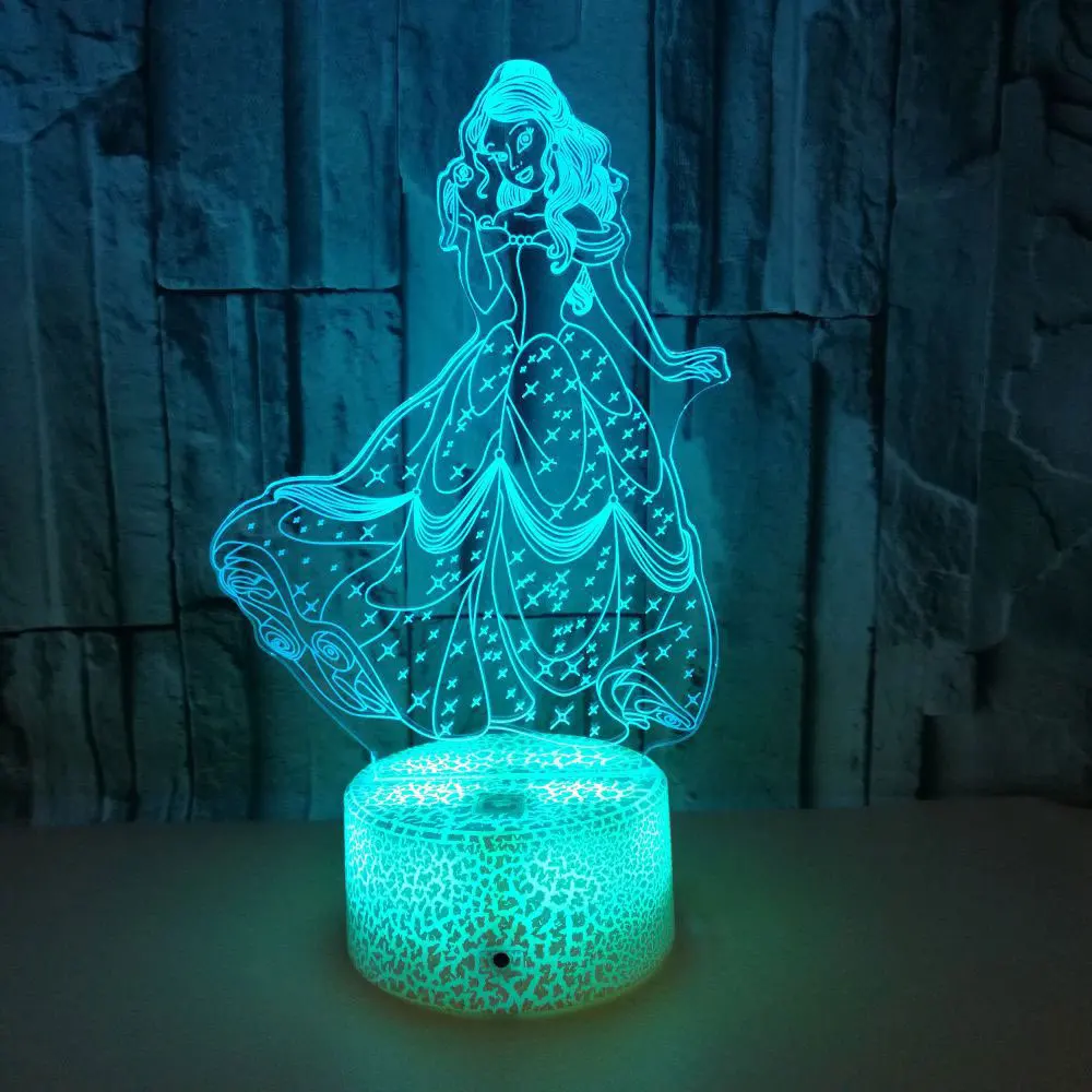 Дисней Феи Принцесса Аврора 3D светодиодный светильник для детской спальни