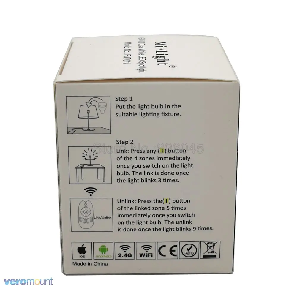 AC85-265V 2,4G Mi. Светильник GU10 5W с регулируемой цветовой температурой двойной белый(CW/WW) CCT Wifi светодиодный светильник FUT011 для Android/iOS