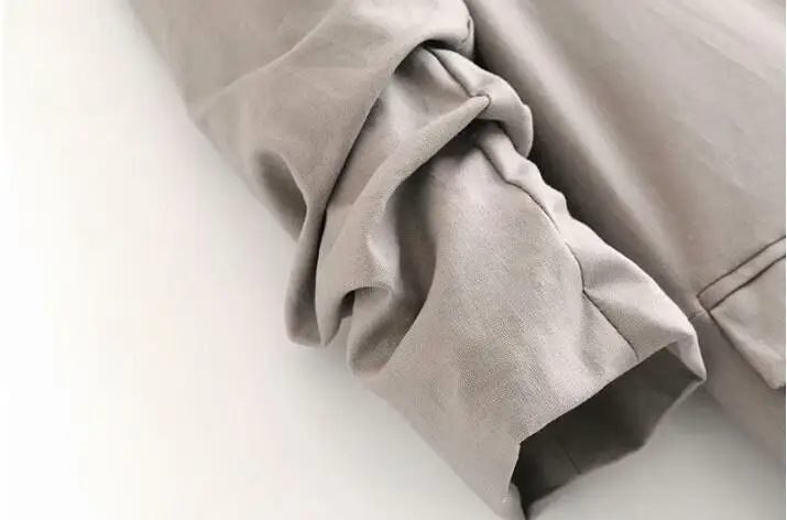 Шикарный сплошной цвет Ruched манжеты средней длины блейзер с подкладкой 2018 Женская