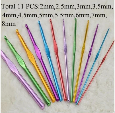 

11PCS Colorful Stainless Steel crochet needles DIY tools sewing accessories crochet hook for yarn knitting