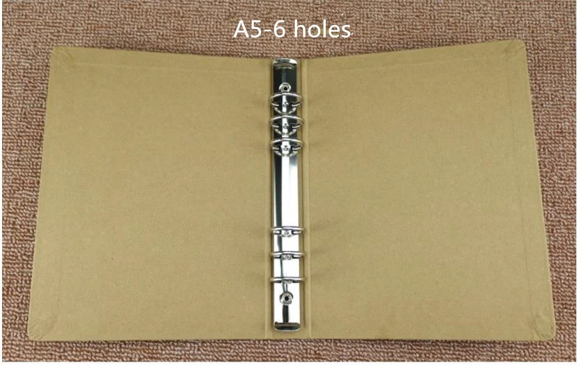 6 hole A5 Творческий Винтаж A4/A5/B5/A6 крафт папка для документов(без листов) 4 дизайна крафт связующего обувь без застежек пикантная Чехол Коробка офисные школьные принадлежности, блокноты - Color: 6 hole A5