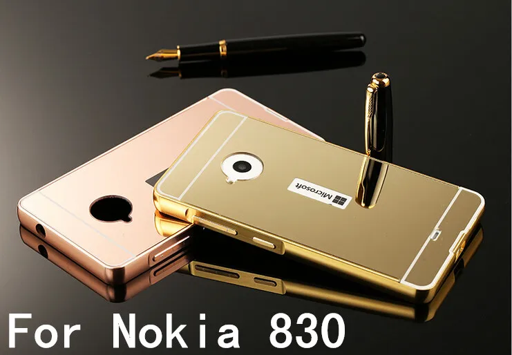 2016 зеркальная задняя крышка чехол для Lumia 830 Алюминиевый металлический каркас