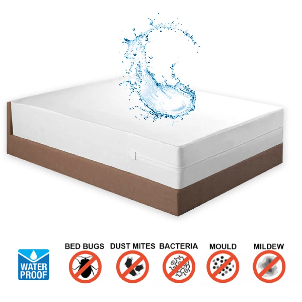 Warmtex гладкой Наматрацник на застежке-молнии водостойкий Matress Encasement Bedbug доказательство кровать протектор полностью покрытие для пены матрас