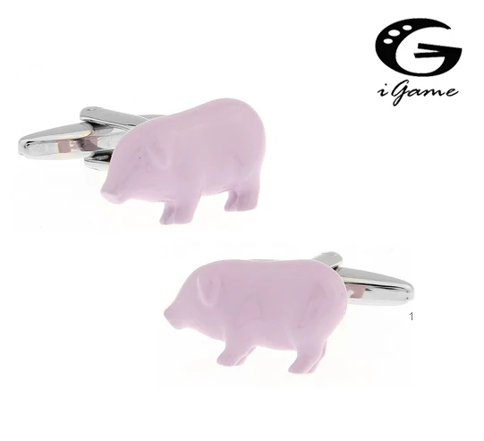 

iGame Piggy Cuff Links Painting Brass Material Lovely Pig Design Free Shipping