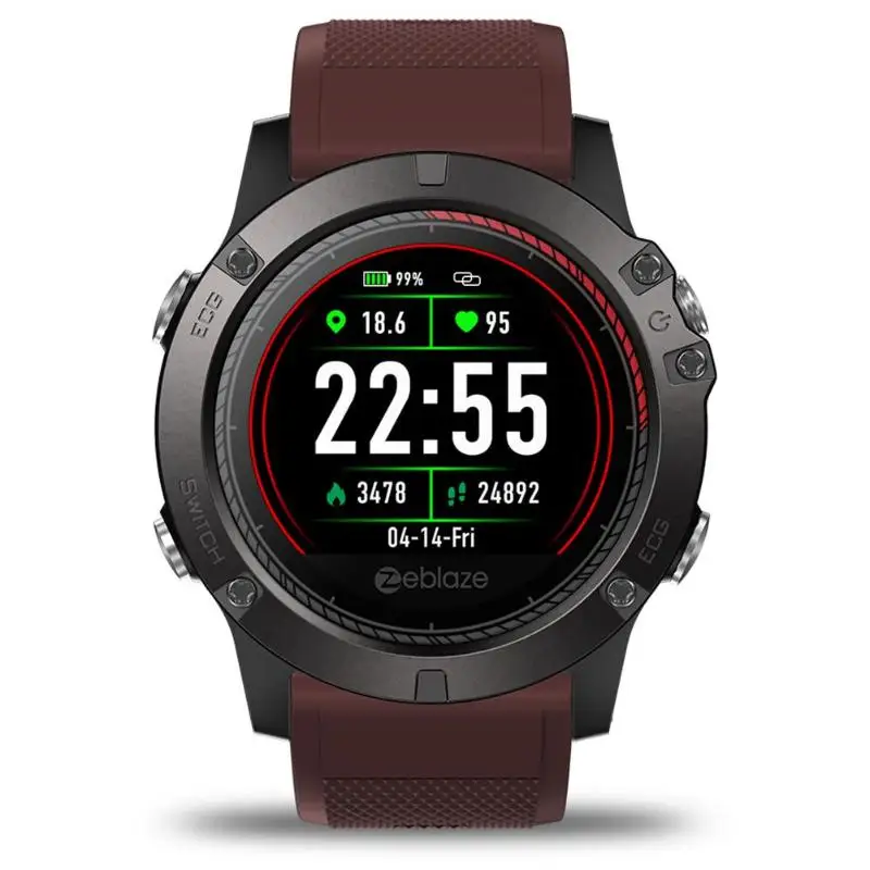 Zeblaze VIBE 3 ЭКГ Смарт-часы цветной дисплей монитор сердечного ритма IP67 водонепроницаемый мульти-спортивный режим фитнес-трекер умные часы для мужчин - Цвет: Red