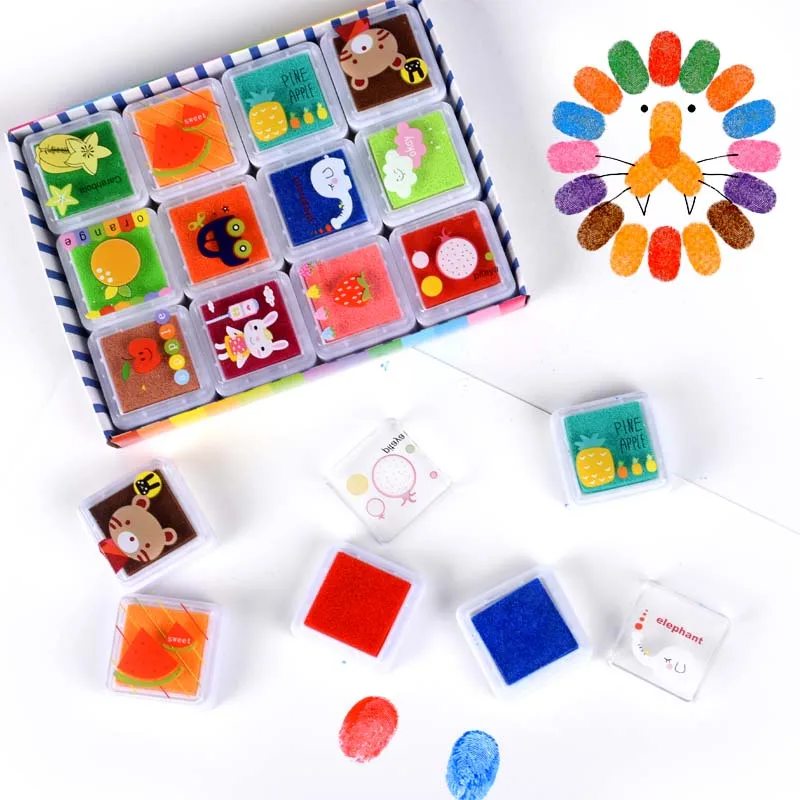 12/24 цветов чернил Pad штамп сделай сам палец живопись ремесло Cardmaking большой
