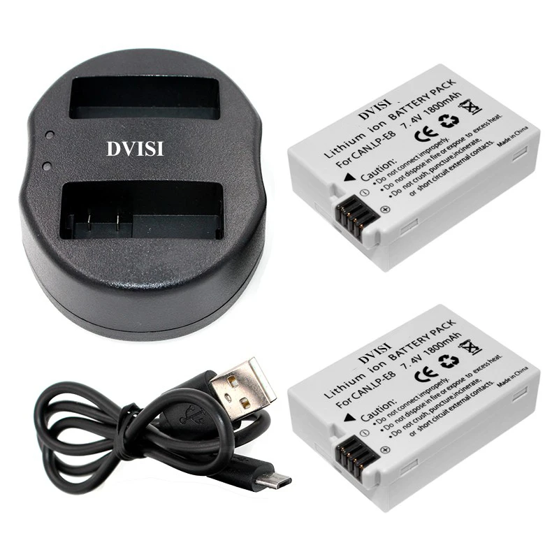 2 шт. LPE8 LP E8 батарея с USB двойным зарядным устройством для Canon EOS 550D 600D 650D 700D Rebel T2i T3i