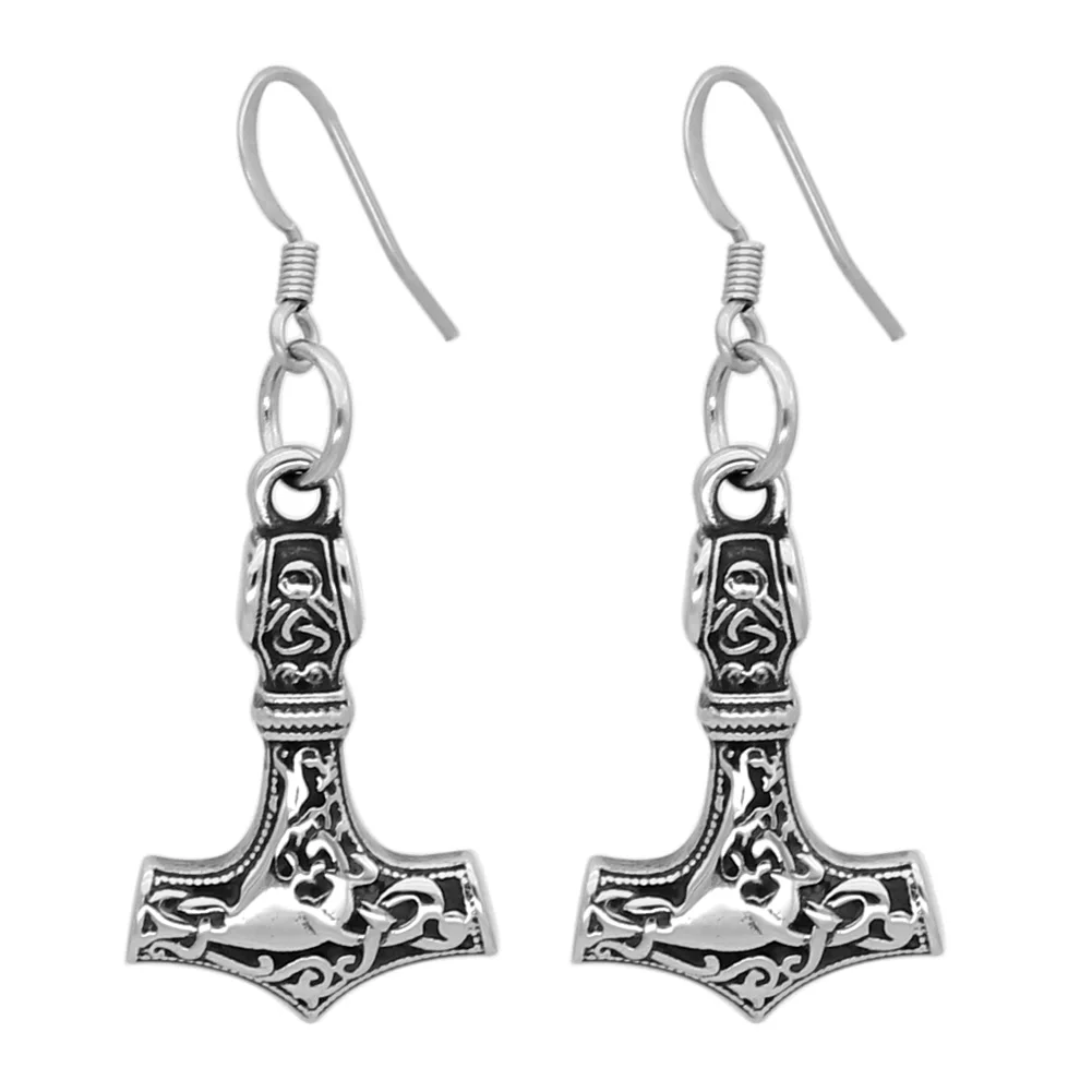 Скандинавский Викинг руны маленький Молот Тора Mjolnir серьги из нержавеющей стали