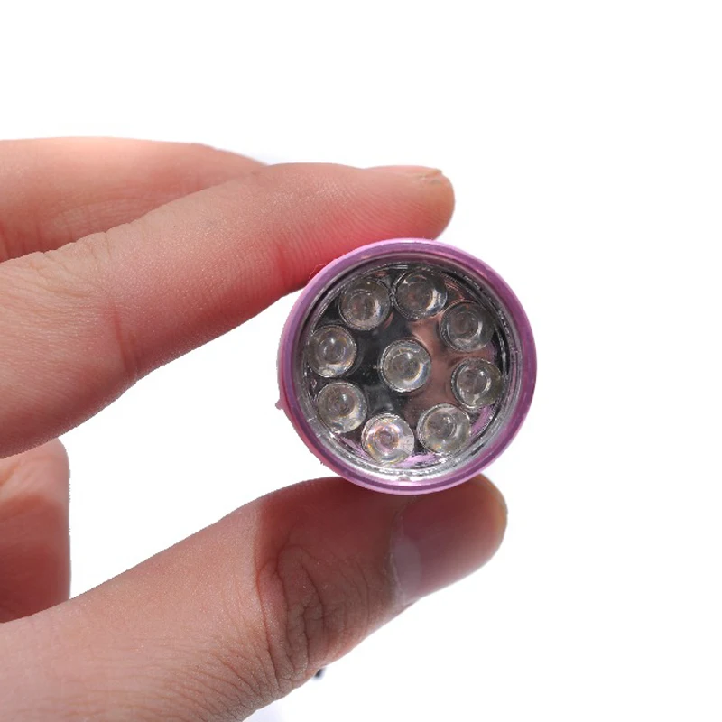 2018 1pc Mini 9 LED uv Gel Curing Lamp without battery Portability Nail Dryer Flashlight Currency Detector Aluminum Alloy|curing lamp|gel curing
