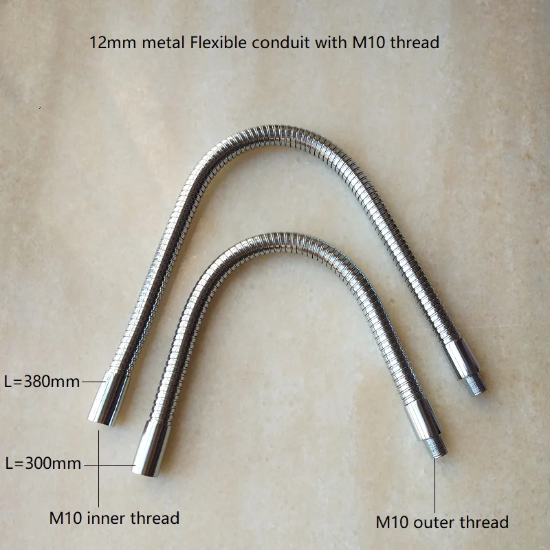 2pcs/lot dia.12mm male M10 screw +M10 female thread metal Flexible conduit gooseneck hose serpentine tube clamp lamp use | Обустройство