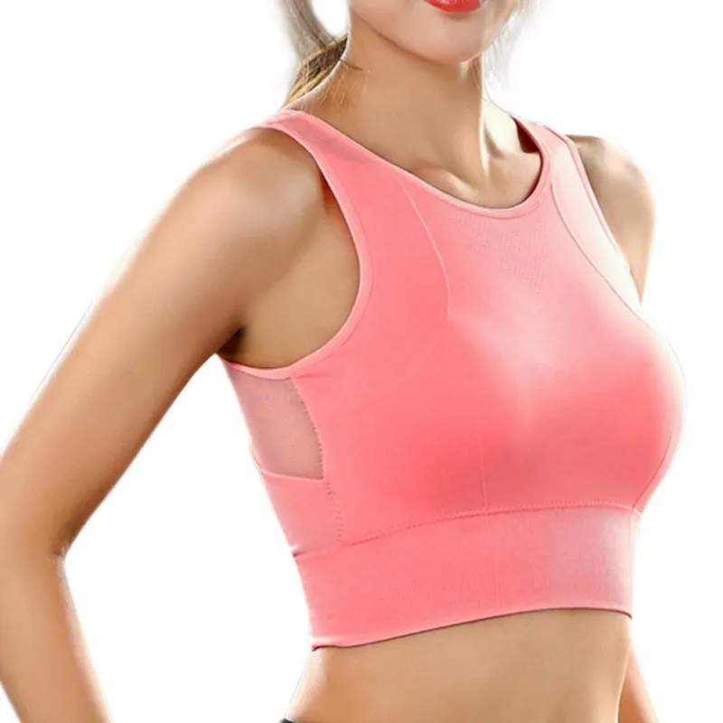 Женский спортивный бюстгальтер, дышащая сетка, ударопрочный, уплотненный, спортивный, для спортзала, бега, бесшовная Майка для фитнеса и йоги, спортивный бюстгальтер