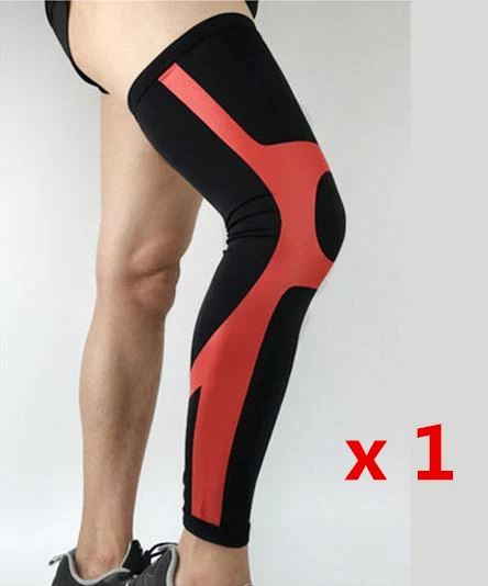 1 piece Black Red Высокоэластичная лайкра, баскетбольные Компрессионные Рукава, спортивные защитные наколенники для бега, велосипедные гетры, наколенники - Цвет: 1 piece Black Red