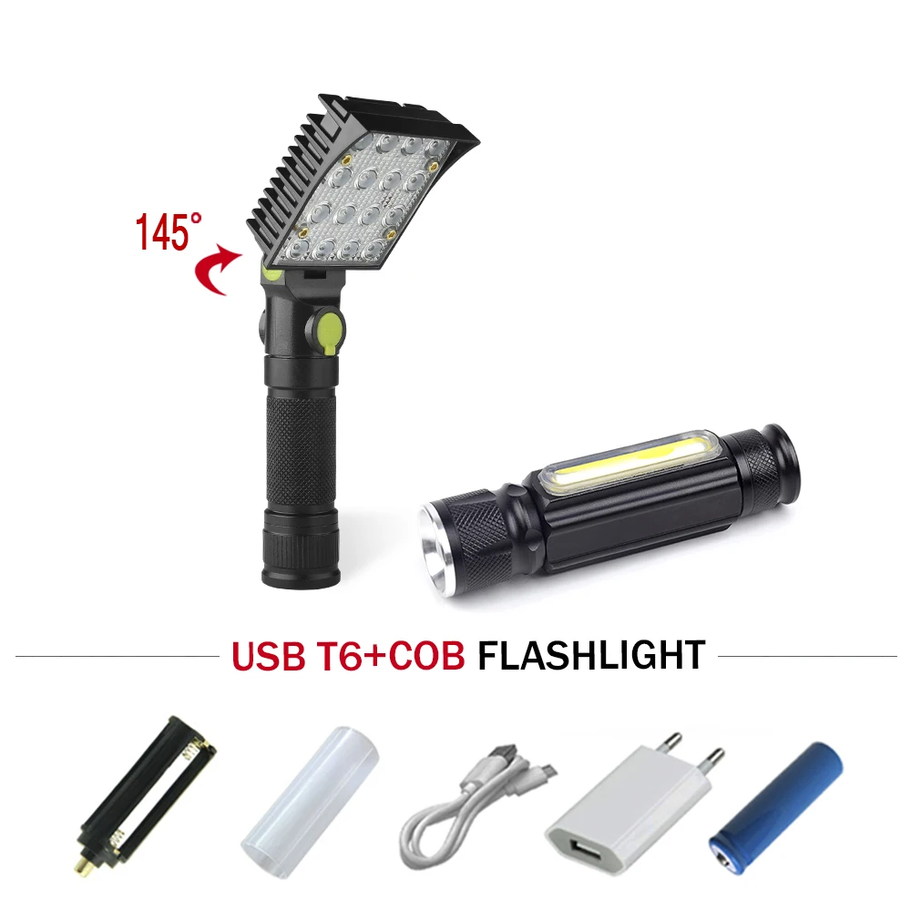 Светодиодный светодио дный фонарик COB check work torch красный свет вспышка USB зарядное