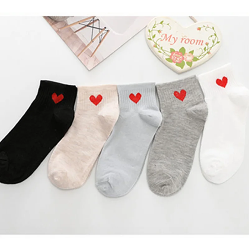 Love Pattern 5 Pairs 5 пар/лот женские носки до щиколотки милые фрукты цифры буквы любовь полосатый узор хлопок повседневные короткие носки - Цвет: Love Pattern 5 Pairs
