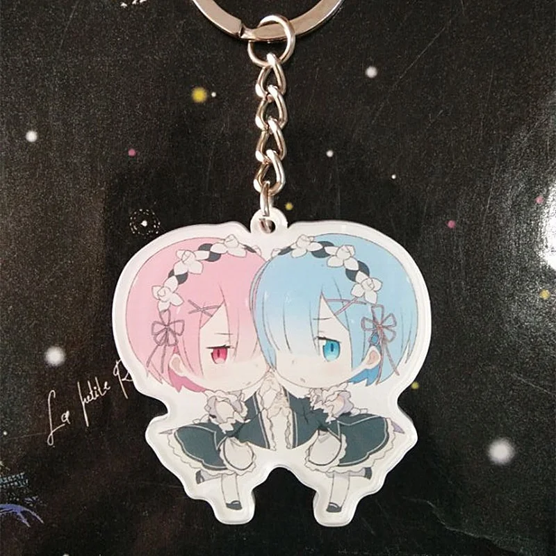 Брелок для ключей с рисунком из аниме Re:Zero kara Hajimeru Isekai Seikatsu Natsuki Subaru Emilia Rem