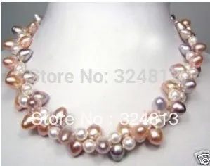

Free shipping NEW genuine multicolor cultured pearl necklace a