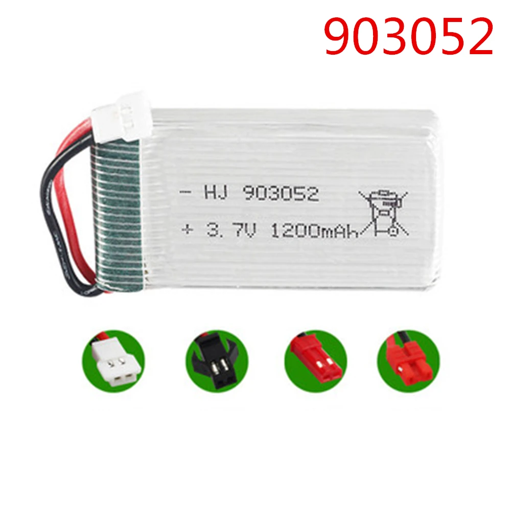 Литий-полимерная батарея 3,7 В, 1200 мА · ч, 30C, для дистанционного управления вертолетом, дроном, самолетами, батареями Li-po, 3,7 В, 903052, разъем JST SM