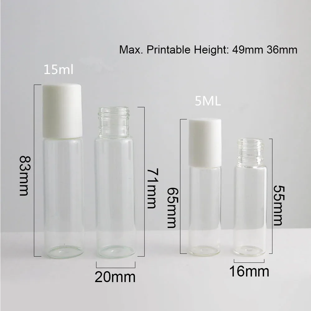 

360 x 5ml 15mlTransparent Glass Roll on Bottles 1/6oz 1/3oz Clear Roll-on Bottle Essential Oil Use Cosmetic Containers Packing