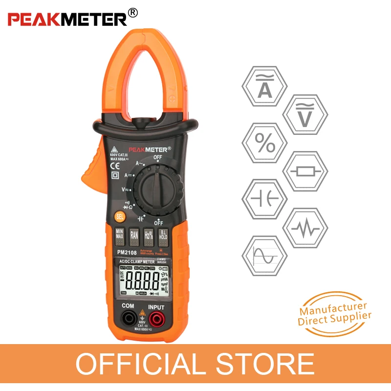 Цифровой мультиметр Peakmeter PM2108 с автоматическим и ручным диапазоном для измерения