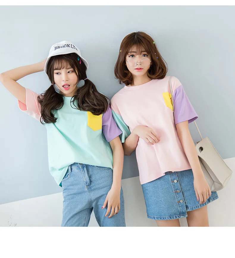 Kawaii 2018 Новые весенние и осенние женские футболки милые стильные модные короткие