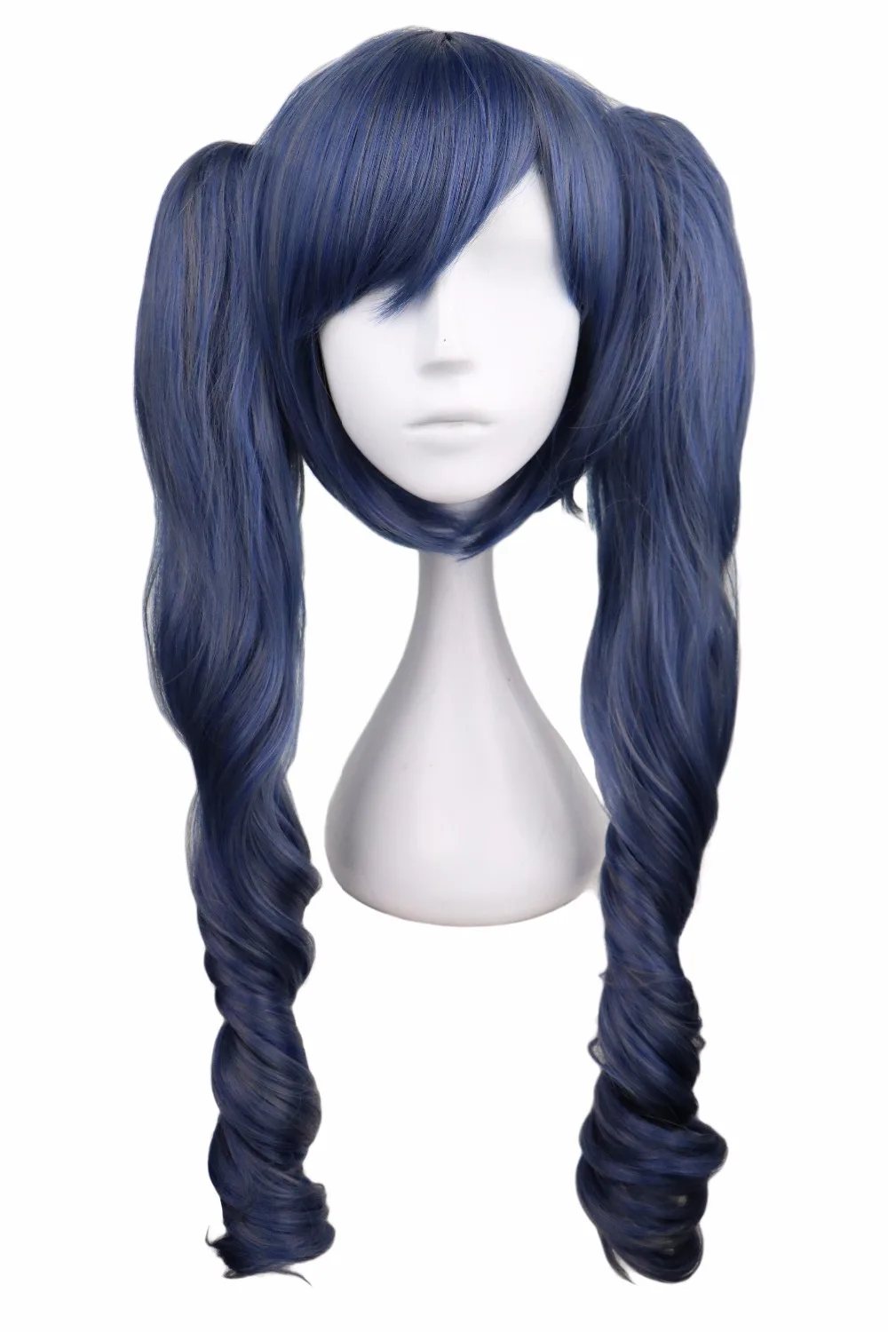 QQXCAIW-Peluca de cabello sintético para Cosplay, cabellera larga ondulada de color negro, Butler mezclado azul, gris y gris de 70 Cm