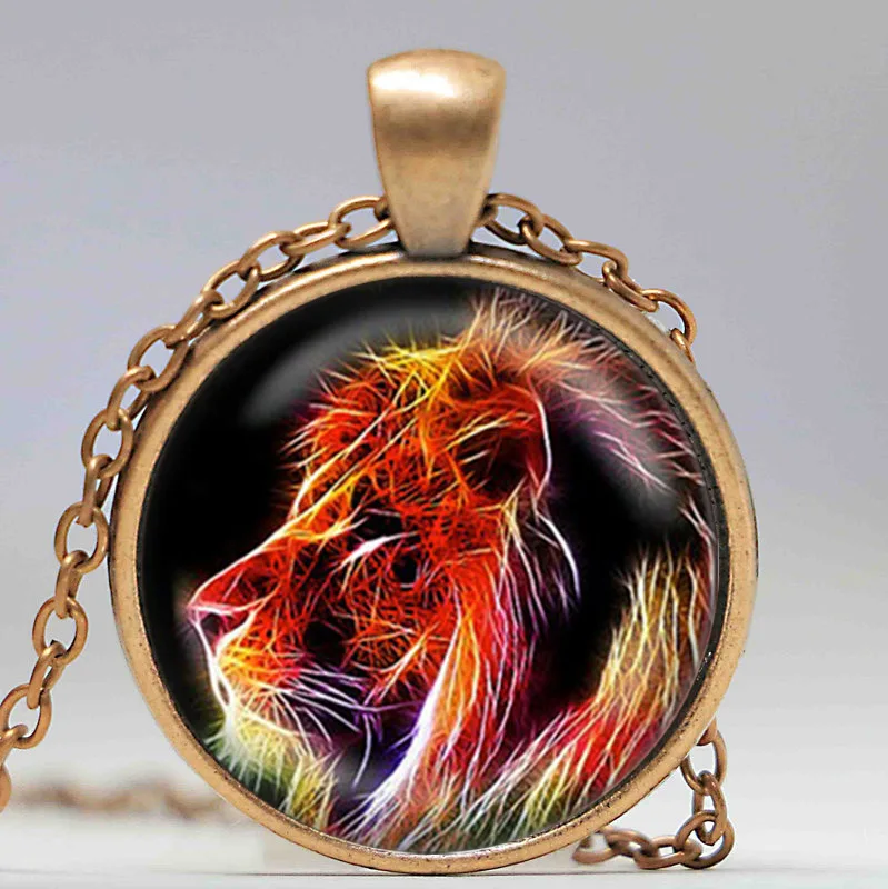 Ожерелье с подвеской в виде фрактального льва винтажное животное подвеска дикой