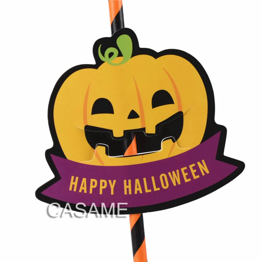 25 шт. Полосатые Бумажные соломинки оранжевые черные полосы для вечеринок на