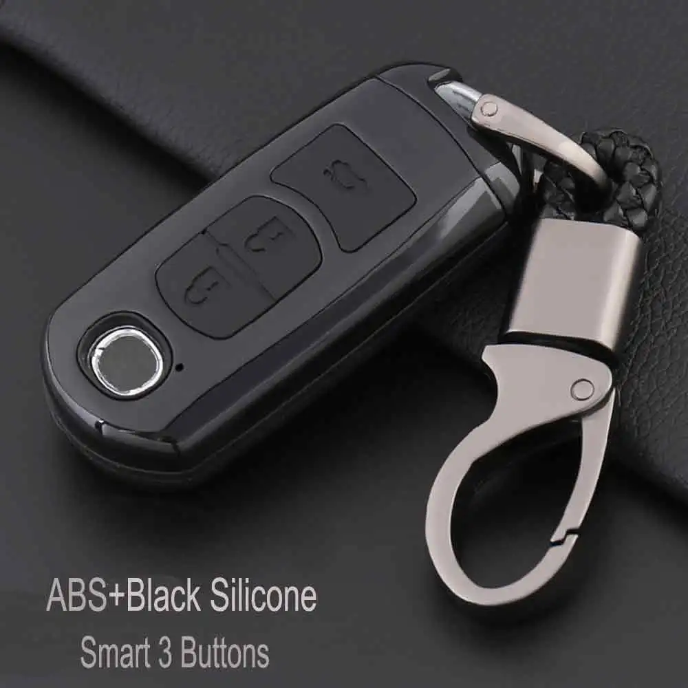 ABS-Black Горячая Распродажа ключ ключница брелок для ключей для Mazda 2, 3, 5, 6, 8, CX4 CX5 CX7 CX9 Atenza Smart 3 кнопки чехол для дистанционного ключа от машины стайлинга автомобилей - Color Name: ABS-Black