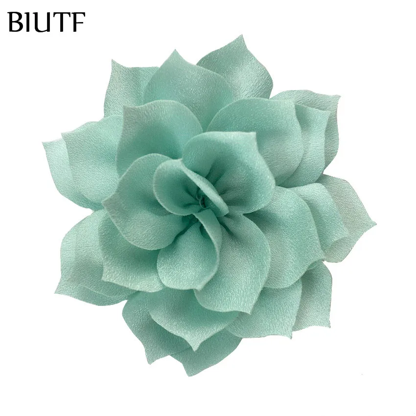 26-mint 10 шт./лот 3,2 ''Ткань Цветы Ткань Цветок лотоса Дети Женщины DIY волосы цветок вечерние украшения FH52 - Цвет: 26-mint