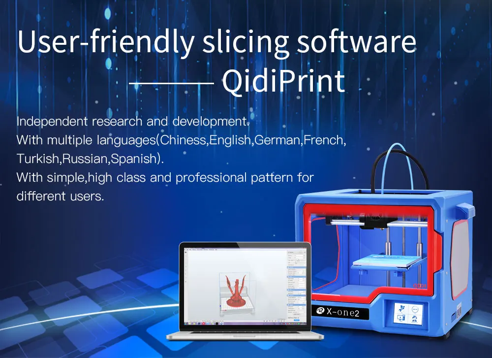 QIDI TECH 3d принтер X-one2 полностью Металлическая структура 3,5 дюймов сенсорный экран тепло bedPLA и ABS