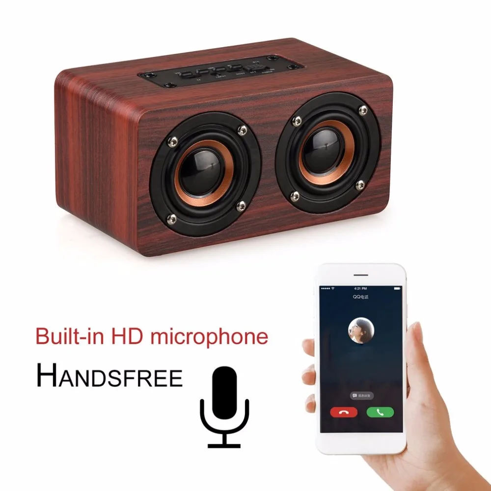 W5 Wooden Bluetooth Speaker 10W Portable HiFi Shock Bass TF 4.2 Subwoofer music FM Loudspeakers Surround | Электроника