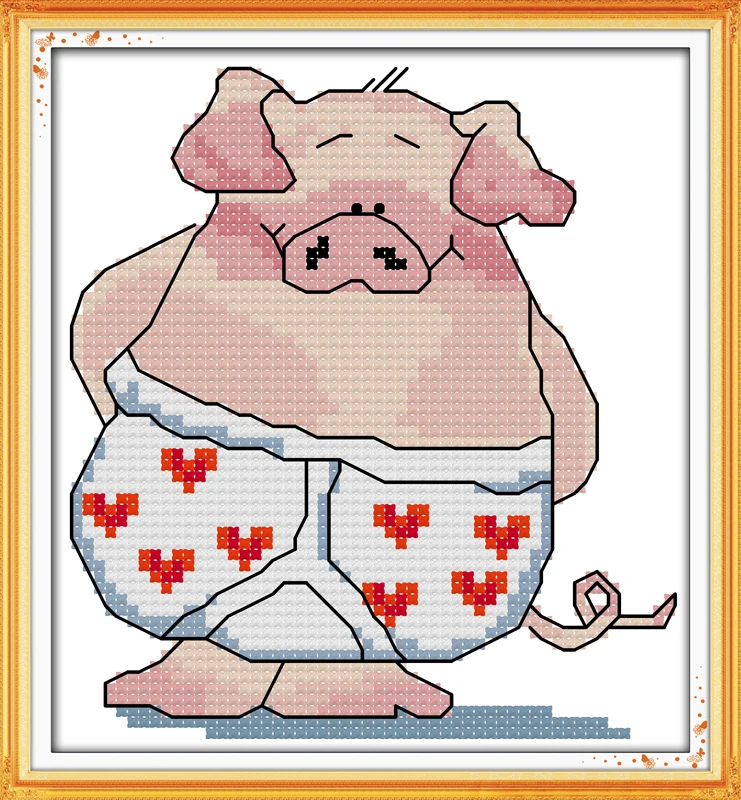 Joy Sunday D145D442D625D627D628 Free Shipping Home Decor Lovely Pig Couples Sleeping Little Brother Sister Cross Stitch | Дом и сад