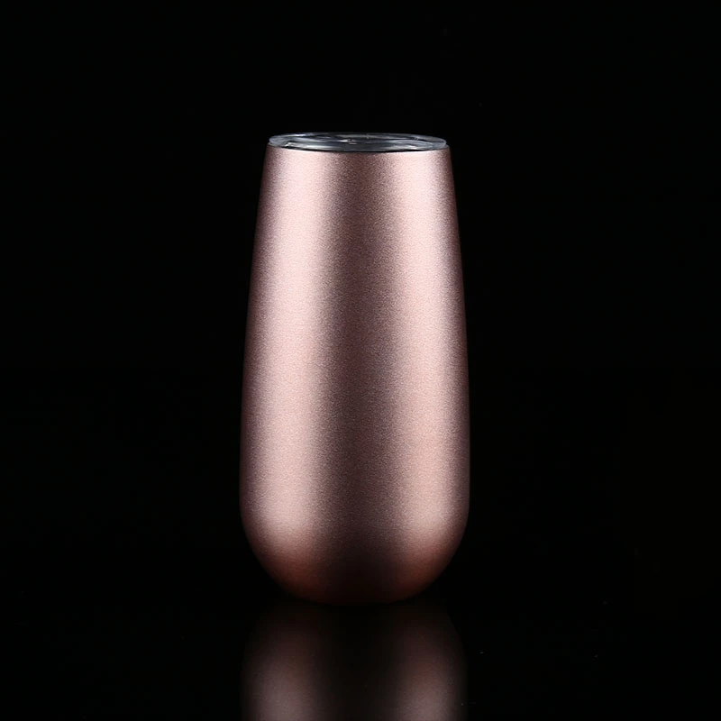 RoseGold Flute 6 унций бесстемная флейта бокал для шампанского вина из нержавеющей стали бесстемный бокал для вина с крышкой свадебный бокал для напитков подарок - Цвет: RoseGold Flute