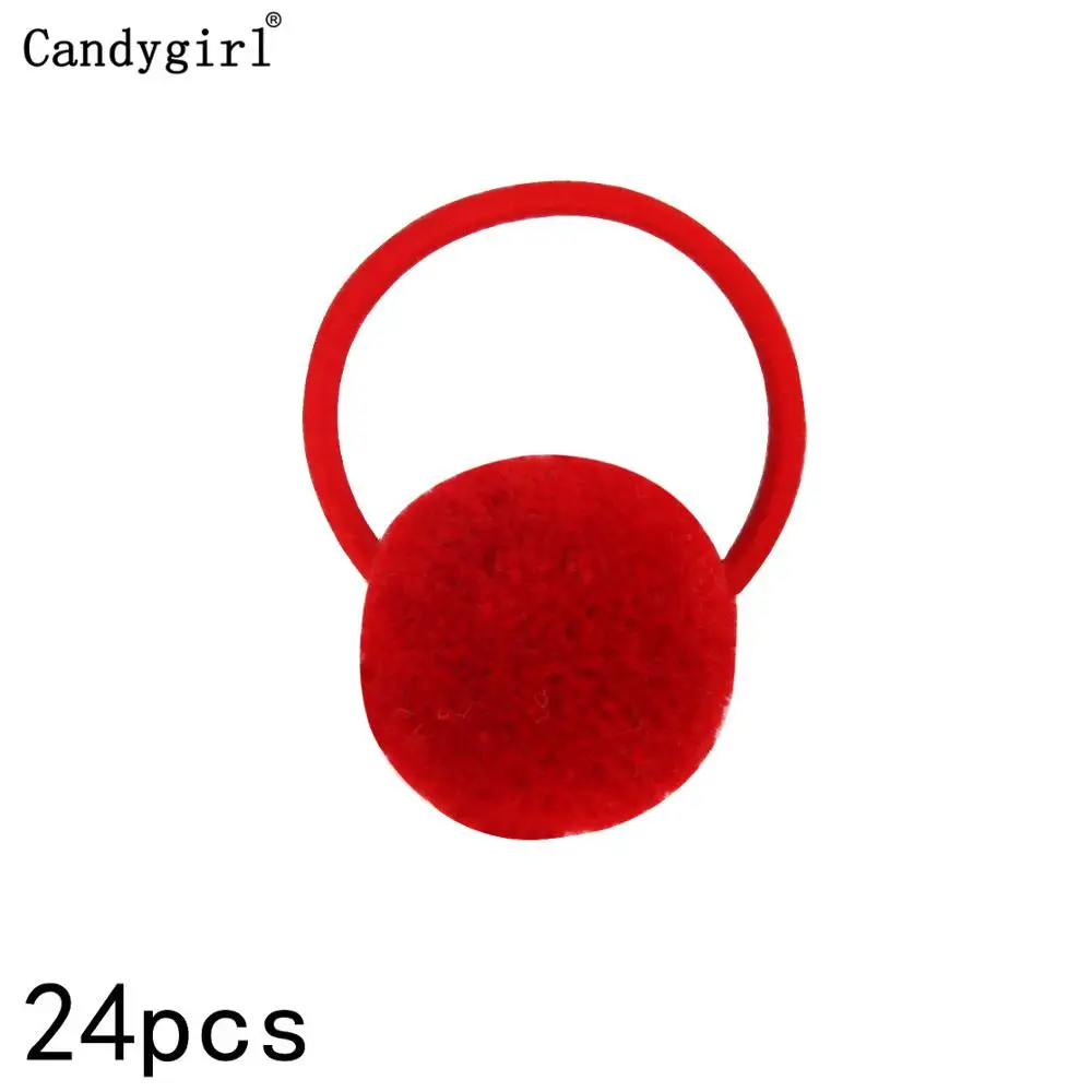 Red Hair Rope 24 шт., меховой шарик, эластичный, для девушек, женщин, конский хвост, держатели, плюшевый шар, кольцо для волос, эластичная резинка для волос, резинка для волос, аксессуары для волос, резинка для волос - Цвет: Red Hair Rope