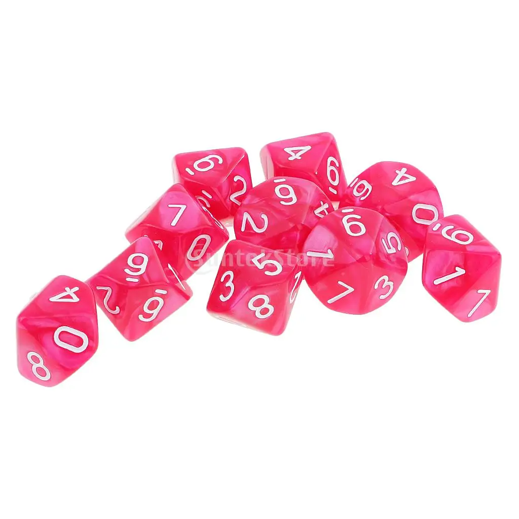 10 шт. сторонние кубики D10 многогранные для Dungeons и Dragons DND RPG MTG Rose|10 sided dice|polyhedral dicedice