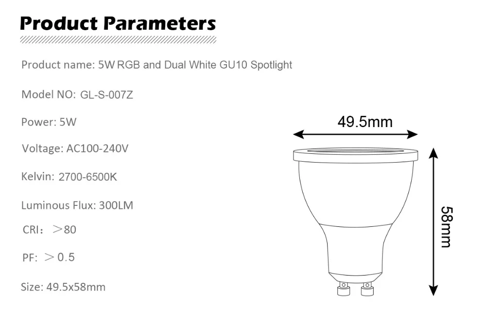 AC110-220V ZLL RGB+ CCT Точечный светильник двойной белый GU10 прожектор zigbee Светодиодная лампа мощностью 5 Вт с приложение smart phone контроллер работает с Amazon Echo