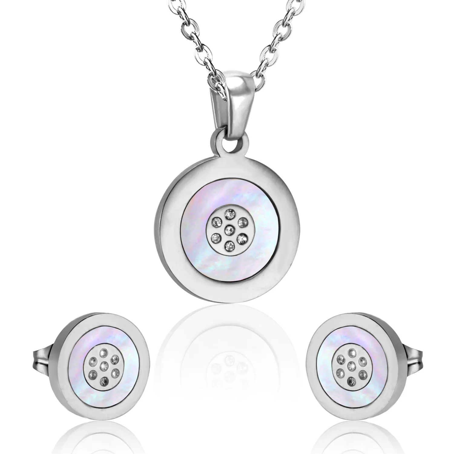 Ювелирный Набор LUXUSTEEL женский круглый кулон из нержавеющей стали ожерелье серьги