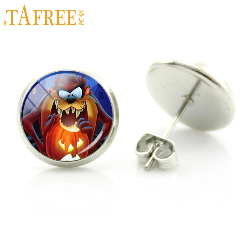 Женские серьги-гвоздики TAFREE вечерние с изображением черной кошки летучей мыши и