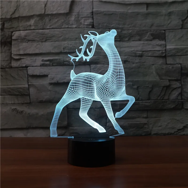 

Deer 3d Night Light 7 Color Changing Usb Table Lampara Lampe Christmas Deer As Gift for Kids Gift