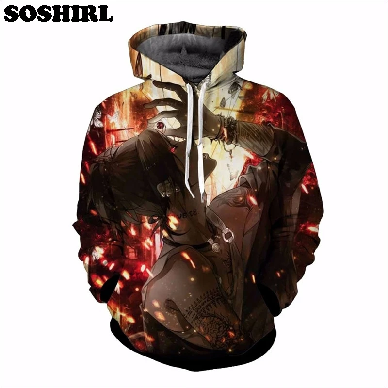 SOSHIRL аниме Токийский Гуль 3d толстовки одежда в стиле Харадзюку Hispter толстовка с