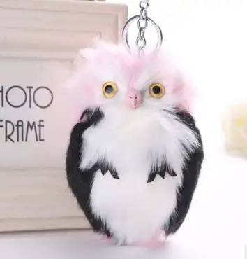 15CM Colorful Fluffy Owl Fake Fur Pompom Keychain Women bag Key Ring Holder Bunny Chain pendant Plush ring | Украшения и