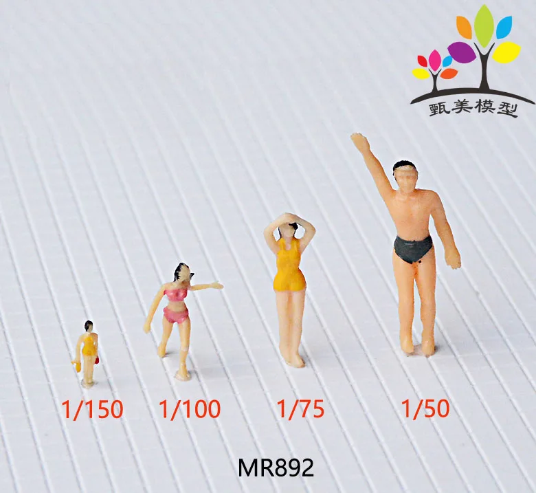 20 unids / Plastic Pack assortment 1: 75 models Painted Sea Beach swimming people figures model railway Landscape Design Toys |