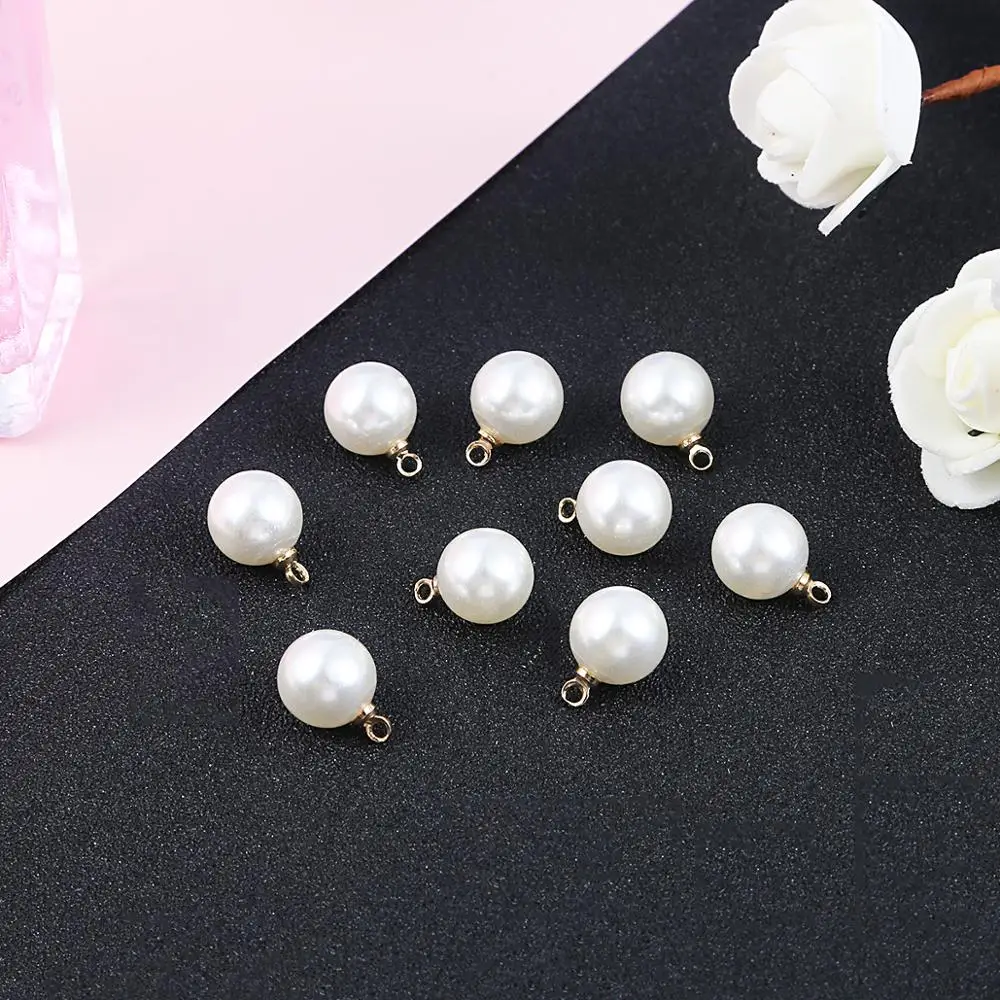 6/8/10mm 10pcs ABS Pearl Beads Charm for Earring Necklace DIY Jewelry Findings Making Earring Necklace Pendant Accessories