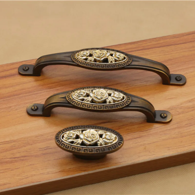 JD антикварные медные ручки розовый кофе старинный ящик для шкафа мебельная