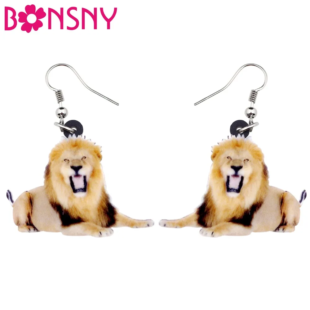 Bonsny Акриловые Яркие длинные подвесные ювелирные изделия с животными в джунглях