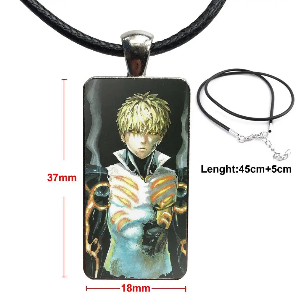 Японский аниме One Punch Man модный стеклянный кабошон кулон прямоугольное ожерелье