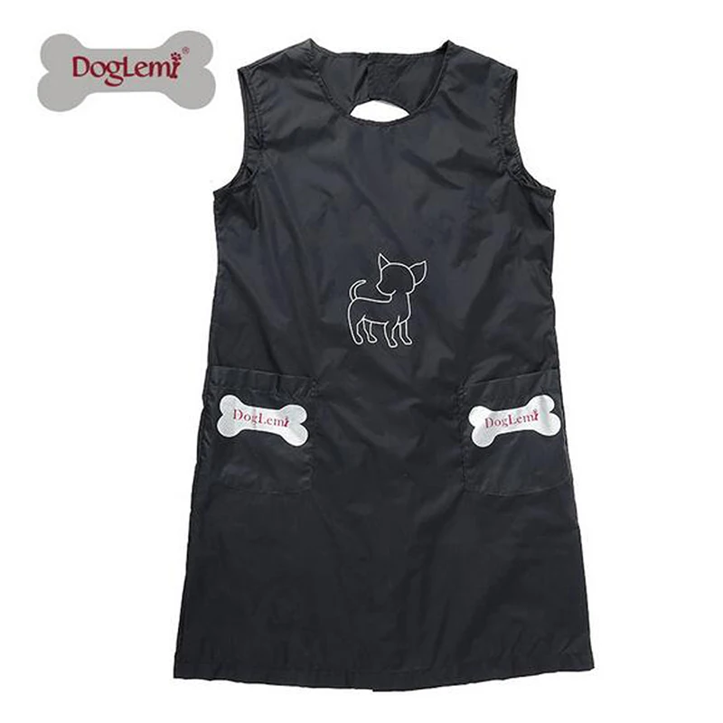 Doglemi Водонепроницаемый собака Уход за котом фартук с карманами нейлон ПЭТ черный