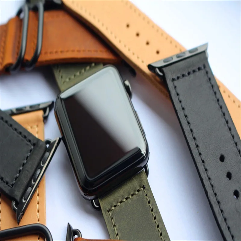 Ретро мягкий браслет из натуральной кожи ремешок для apple watch 4 44/40 мм Мужские часы аксессуары для iwatch серии 1 2 3 42/38 мм ремешок