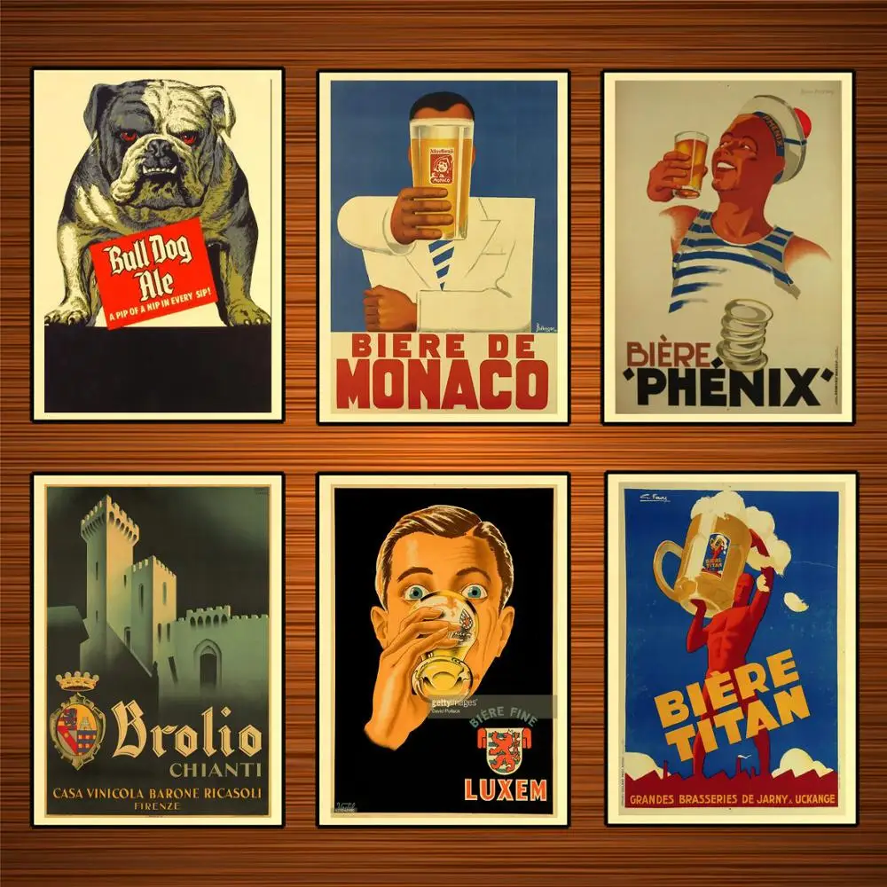 Ретро рекламные плакаты Biere Fine LUXEM Beer Ads классические настенные наклейки Картина