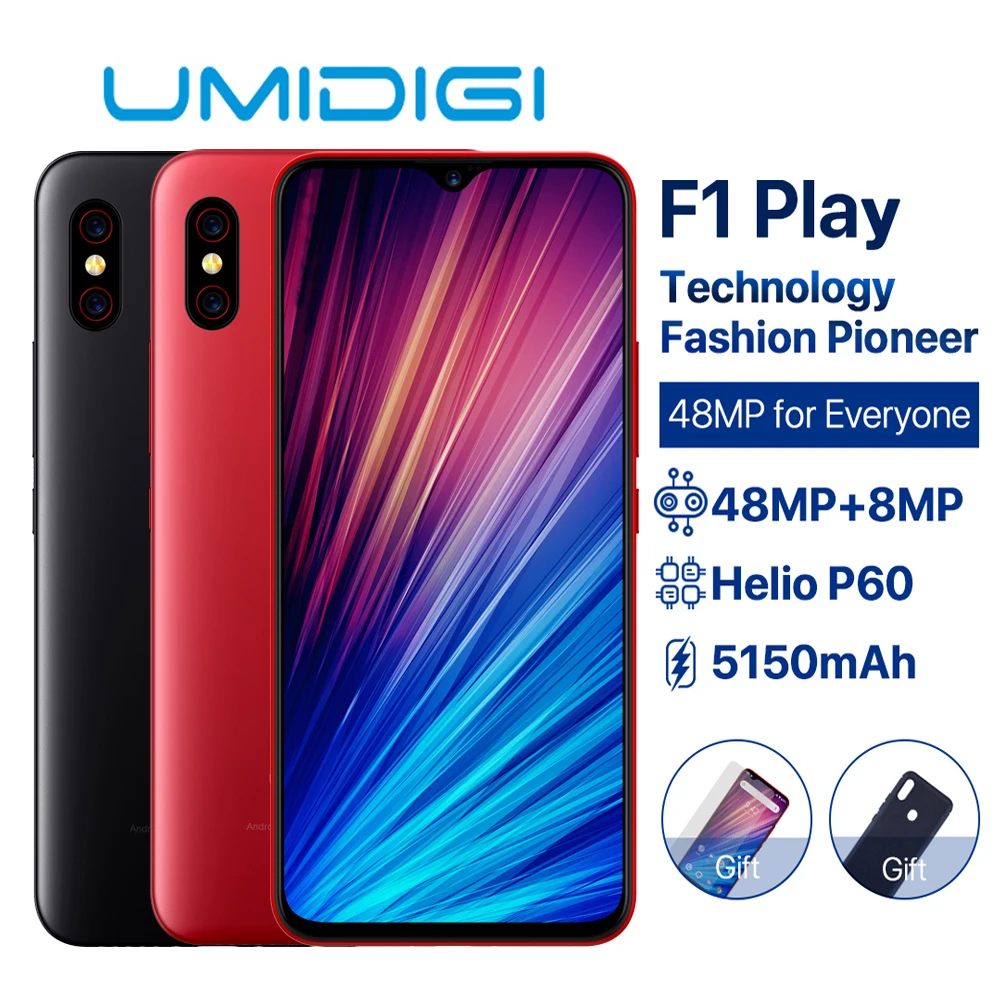 UMIDIGI F1 Play 48MP камера 6 ГБ 64 ГБ Android 9,0 мобильный телефон 6," FHD+ Helio P60 Быстрая зарядка двойной 4G разблокировка отпечатков пальцев мобильный телефон